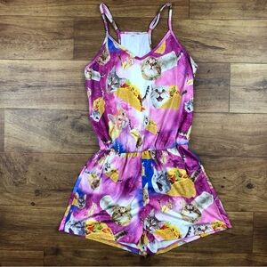 Pink Multicolor Taco Burrito Cat Romper